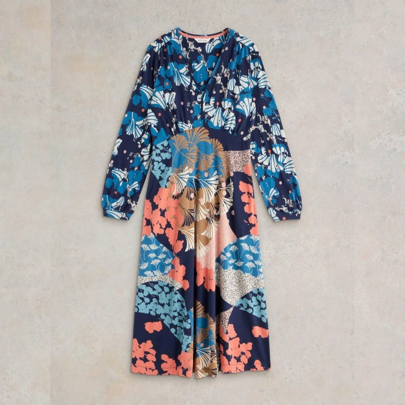 White Stuff Megan Navy Multi Jersey Dress