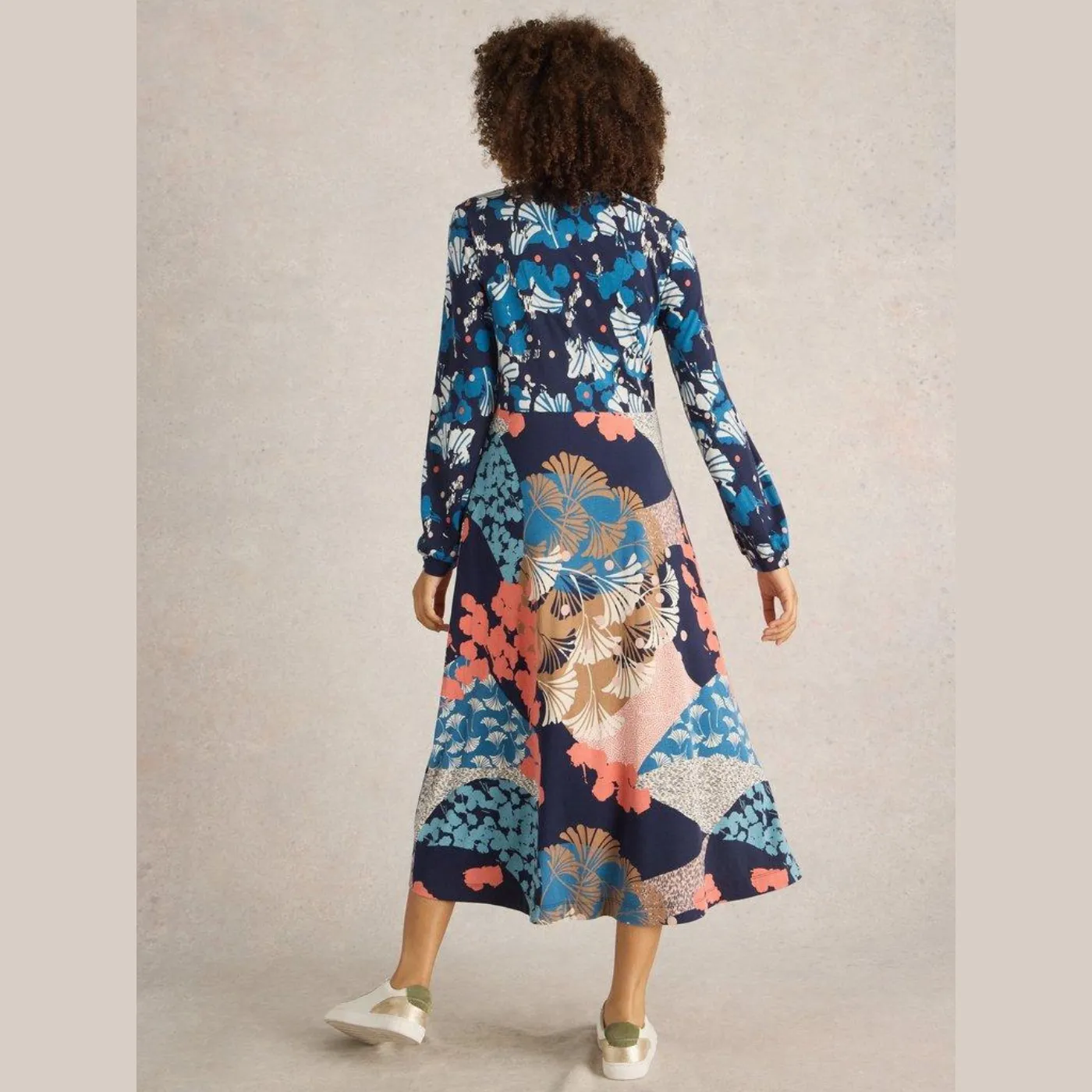 White Stuff Megan Navy Multi Jersey Dress