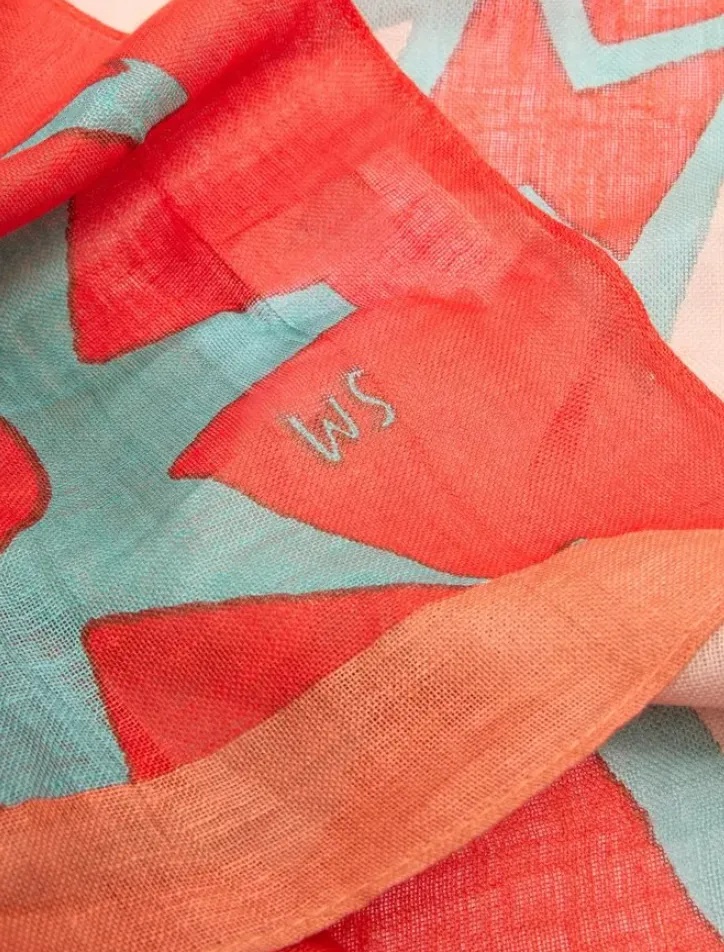White Stuff UK Organic Cotton Blend Scarf Nat Multi