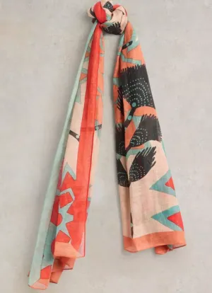 White Stuff UK Organic Cotton Blend Scarf Nat Multi