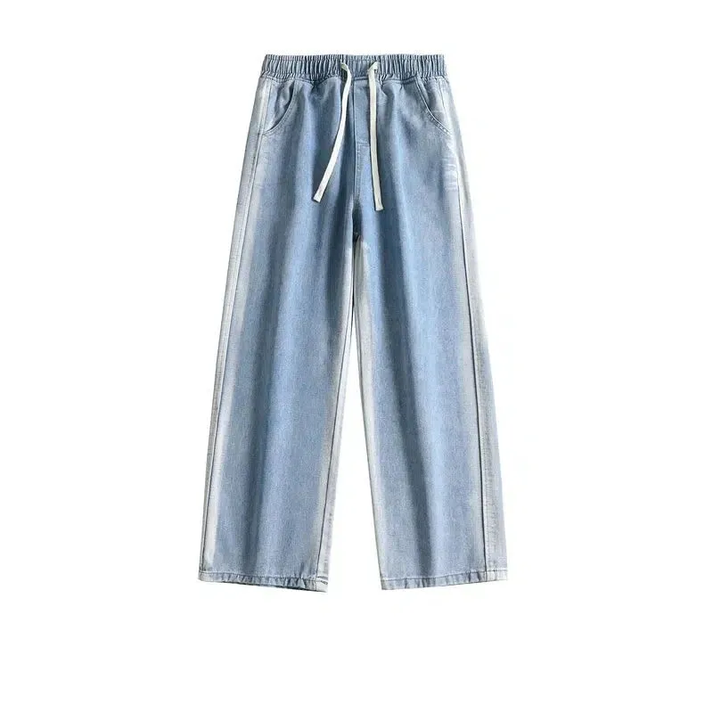 Wide-Leg Drawstring Gradient Jeans