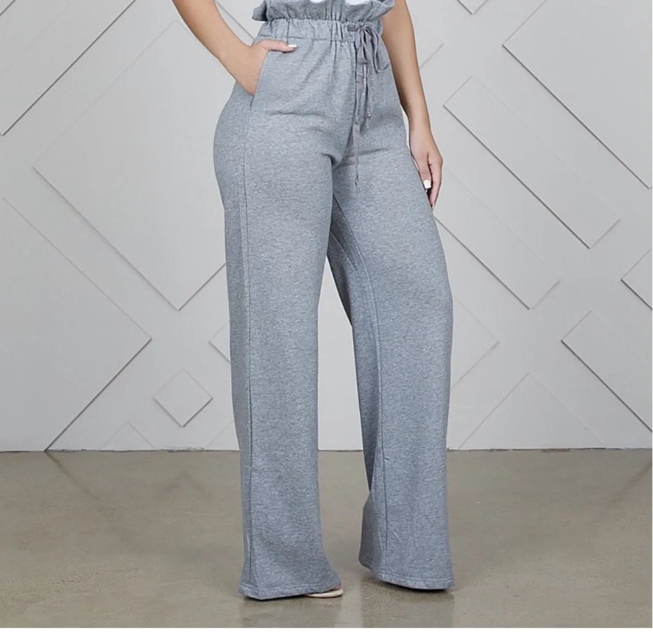 Wide Leg Sweat Pants with a Twist