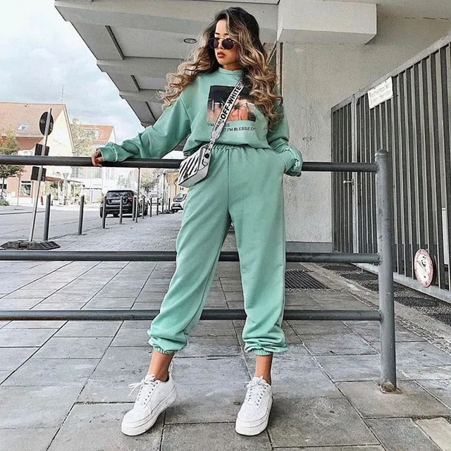 Women Plus Size Black Winter Wide Leg Sweat Pants