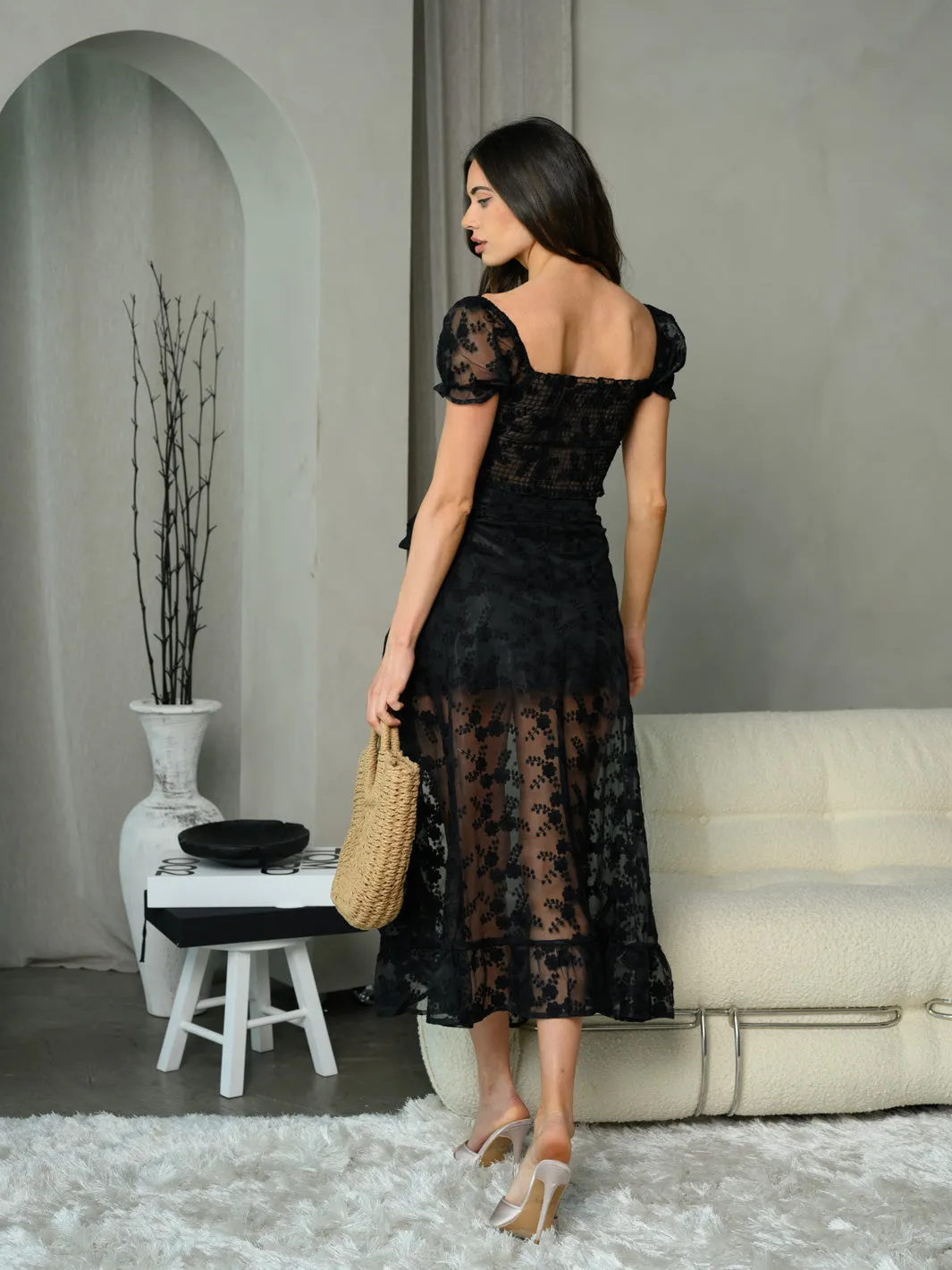 WOMEN'S 2PC. TOP & SKIRT ALL OVER LACE SET