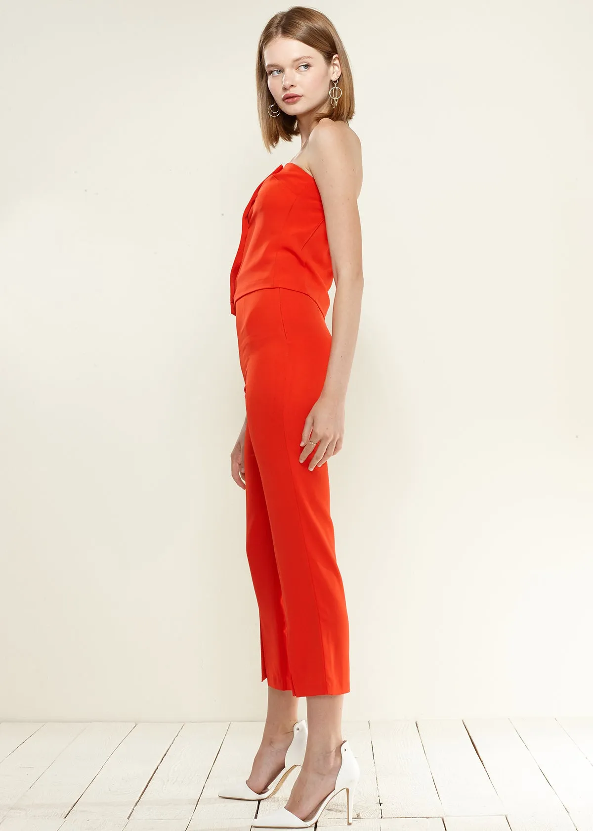 Women's High-Waisted Cropped Pants In Poppy Red