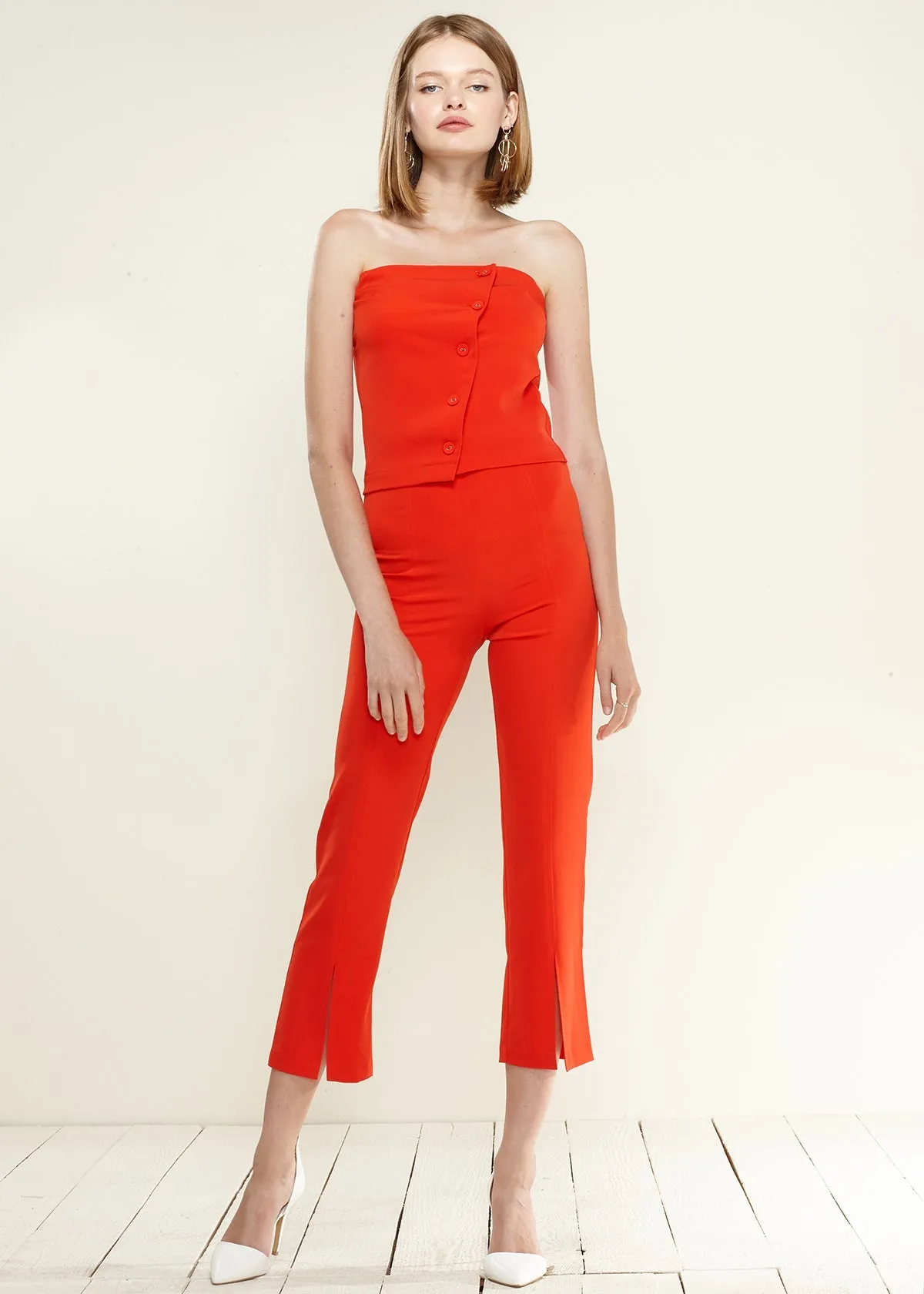 Women's High-Waisted Cropped Pants In Poppy Red