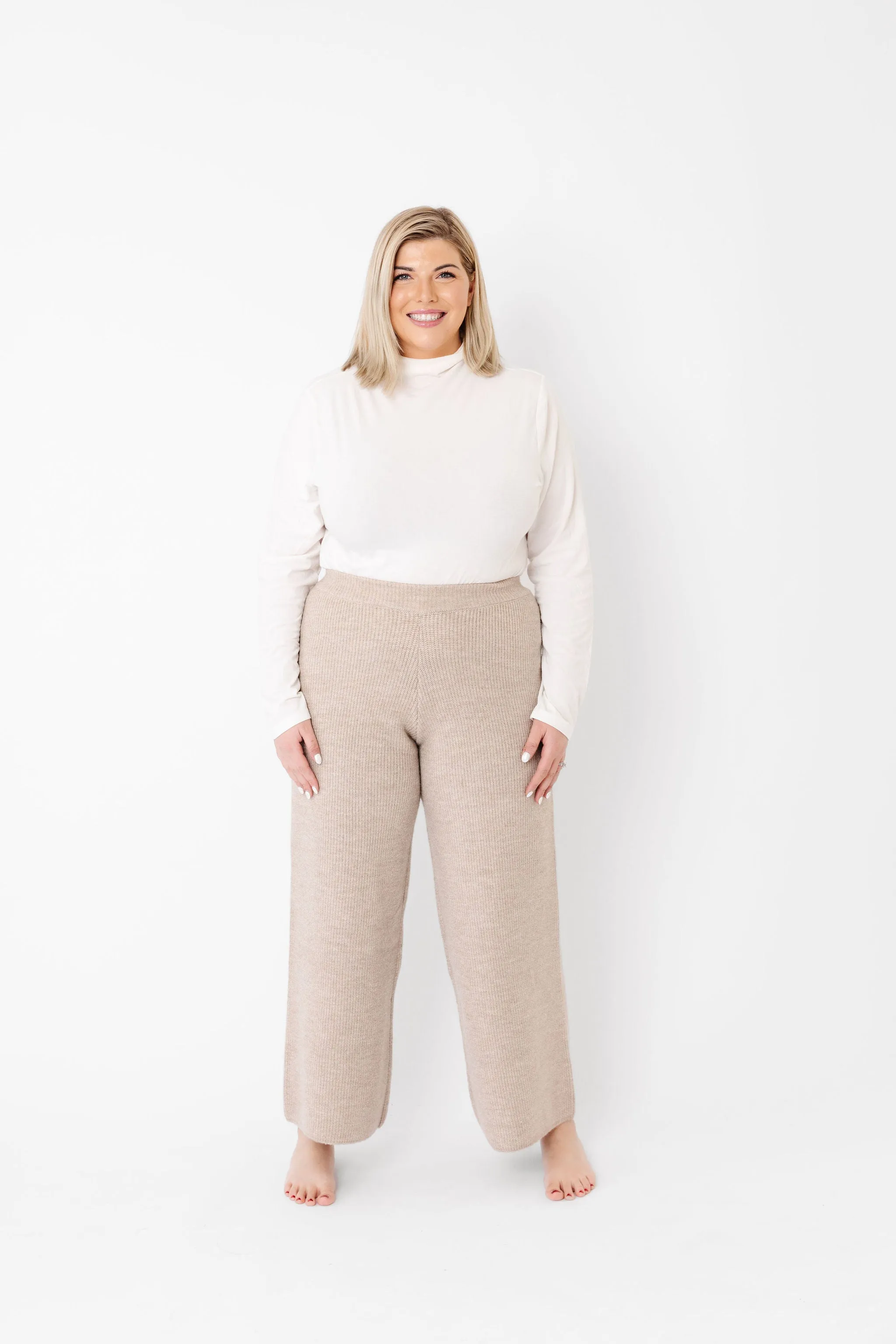 Women's Luxe Wide Leg Sweater Pant - Oatmeal