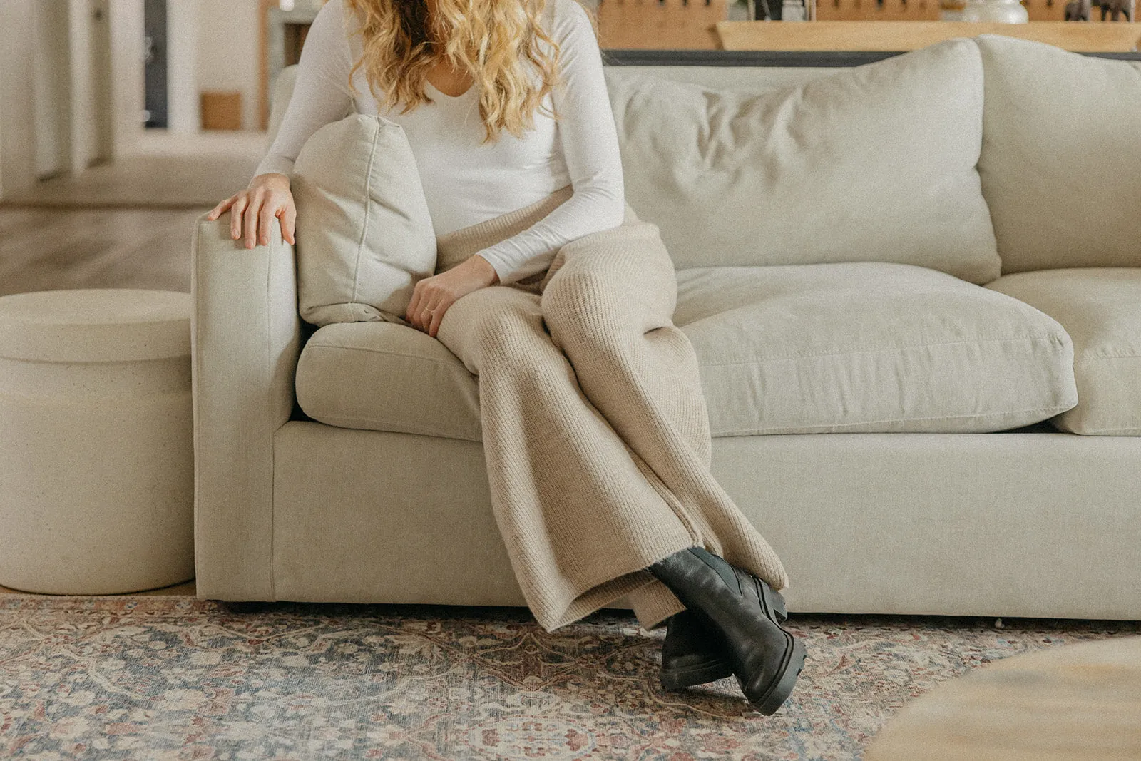 Women's Luxe Wide Leg Sweater Pant - Oatmeal