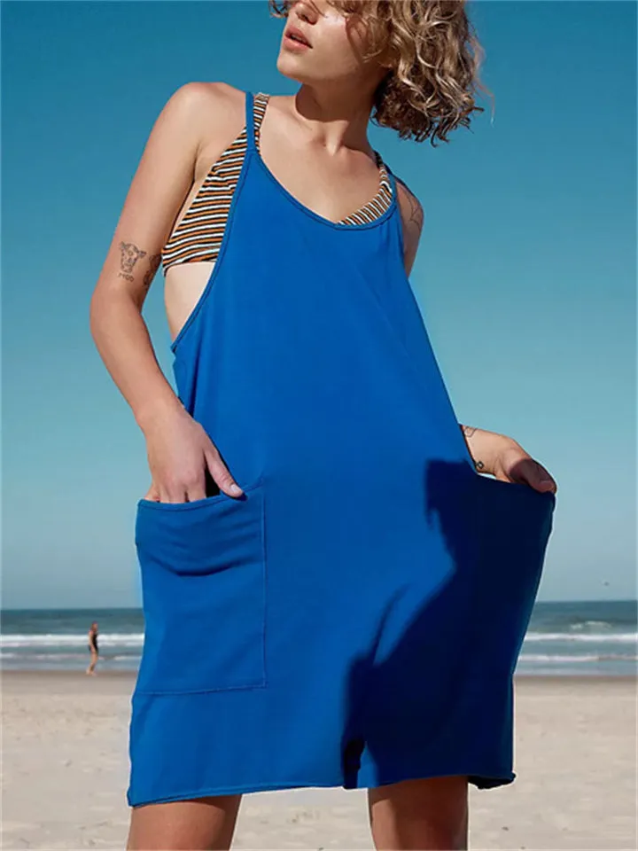 Women's Trendy Solid Color Soft Comfy Short Jumpsuits for Summer