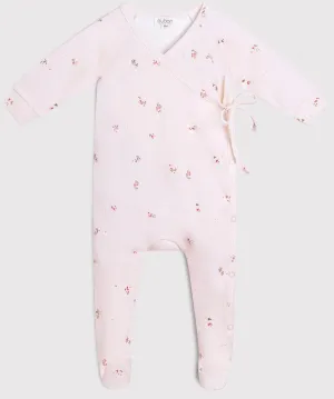 Wrap pink floral footie by Oubon
