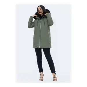 Zara Basic Outerwear Olive Green Parka Coat XS Faux Fur Hood Oversized