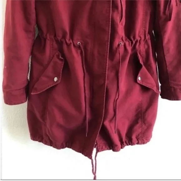 Zara Red Faux Sherpa Lined Parka Coat