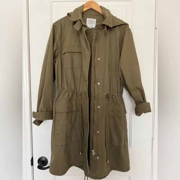 Zara Utility Hooded Cotton Parka Jacket Medium